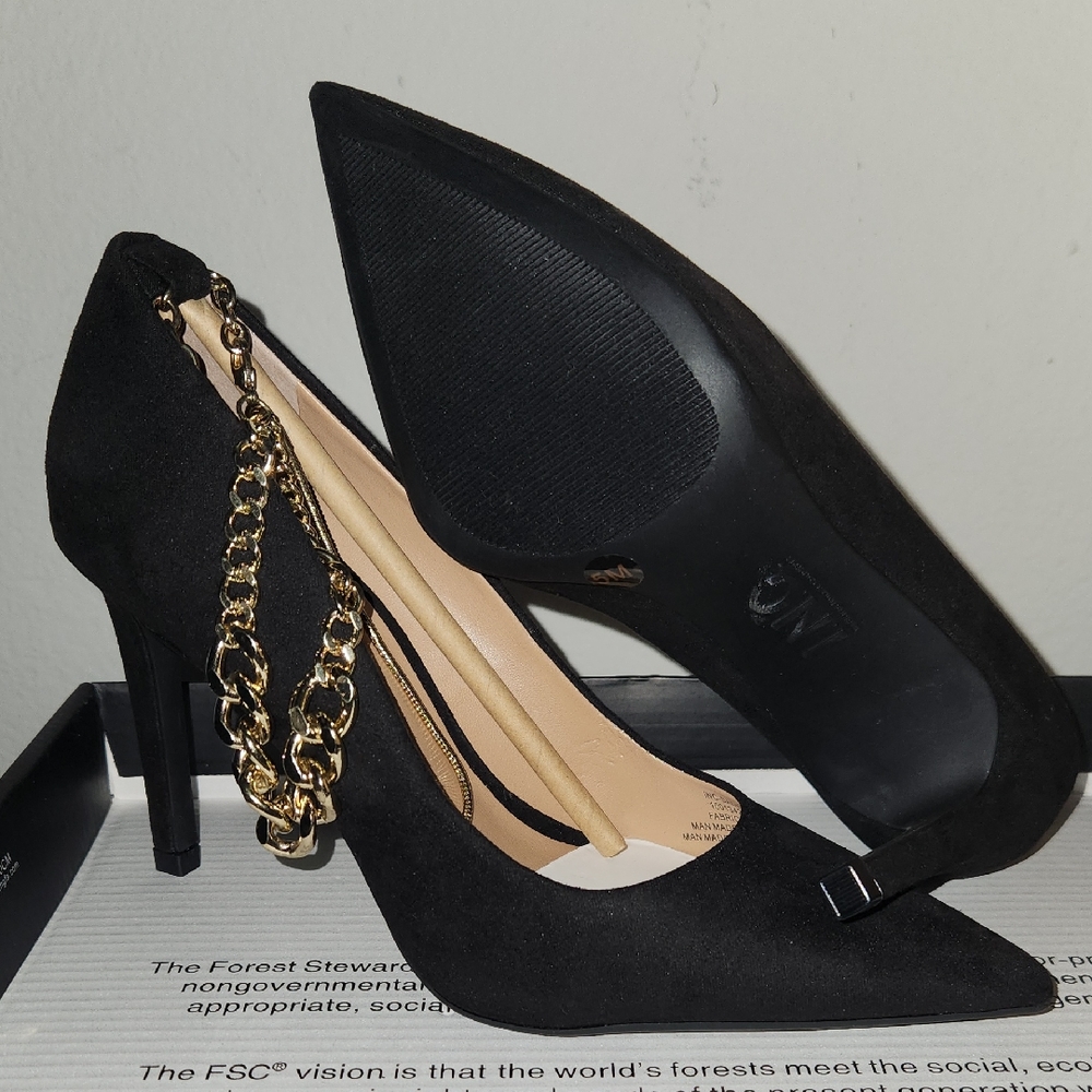 Macy's - INC Black Stilettos with Gold Chain
